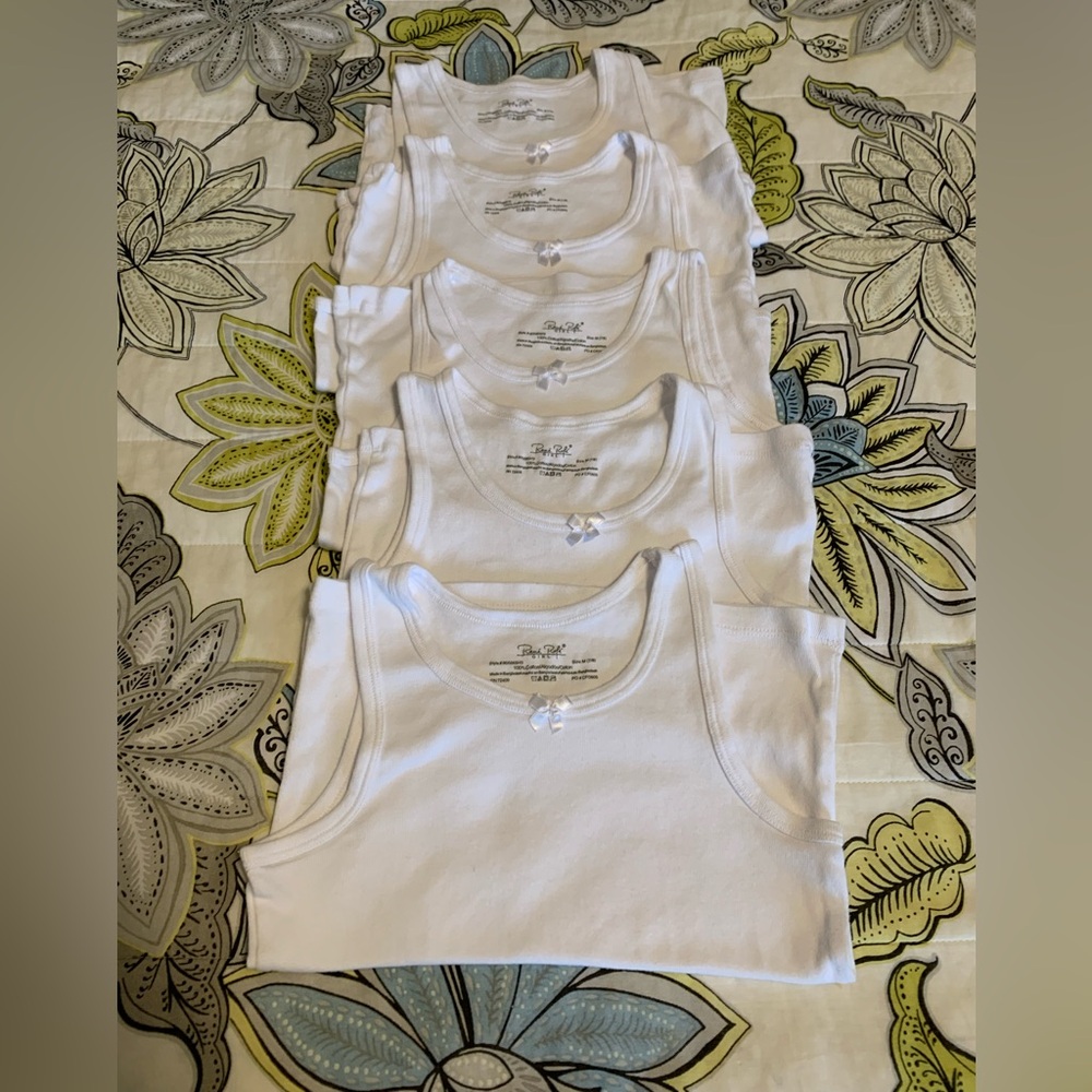5 girls size medium white undershirts